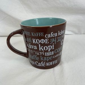STARBUCKS Coffee Foreign Languages Brown Blue Coffee Tea Cup Mug 16oz 2008